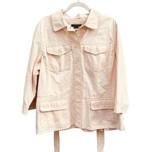 Lauren Ralph Lauren‎ Womens Jacket 2X Pink Utility Belted Coat Plus Size